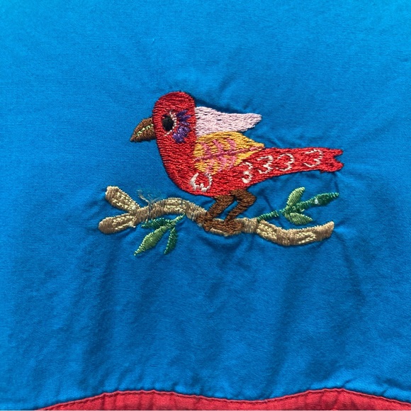 Bechamel bright blue embroidered square neck short sleeve summer peasant dress L - Picture 8 of 16